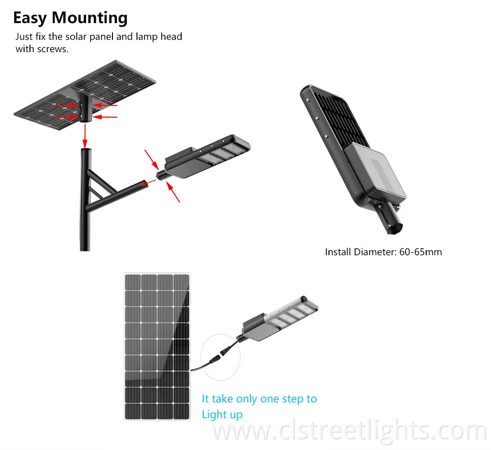 30W 40W 50W 60W 80W 100W High Quality LED Solar Street Light Split Type with Aluminum Outshell